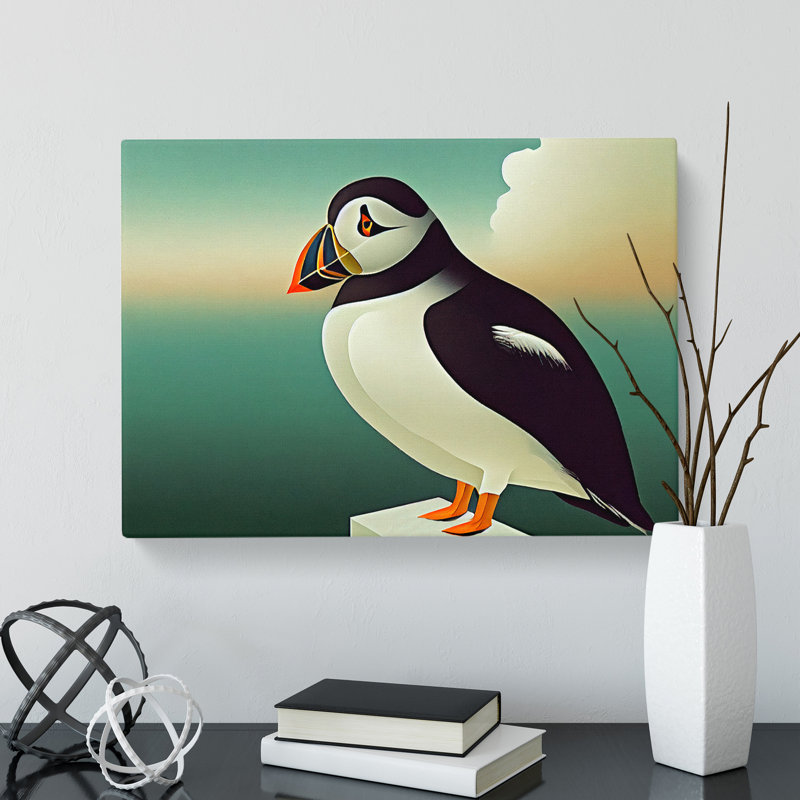 Pleasant Puffin Bird - Wrapped Canvas, 35cm H x 50cm W x 3cm D