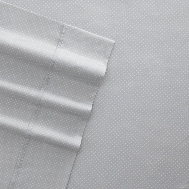 Home My Heart Pattern Microfiber Sheet Set, Light Gray, King Sheet Set + 1 Fitted Sheet + 2 Pillowcases