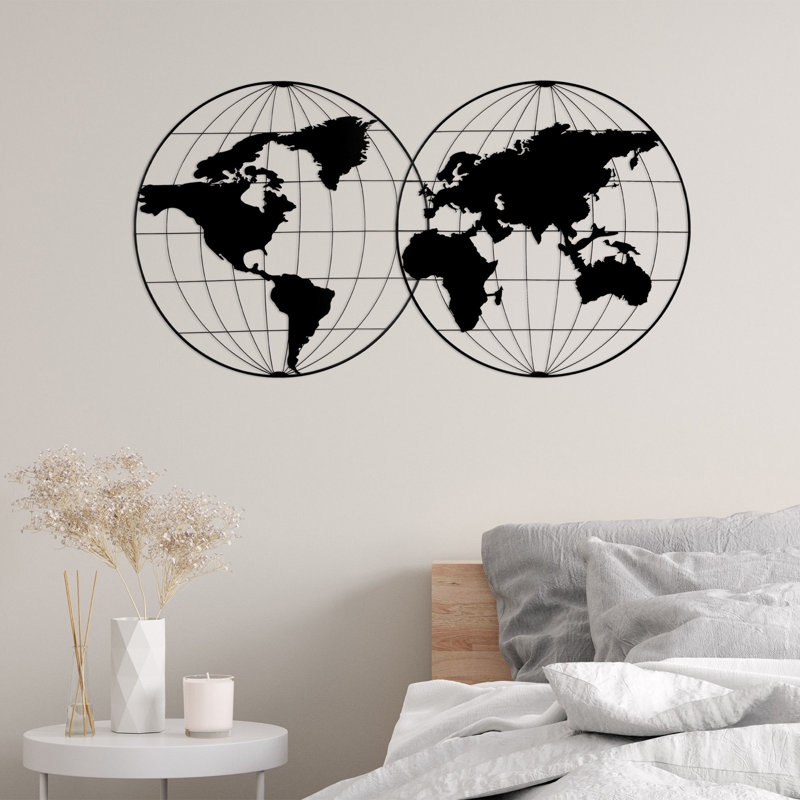 Accessoire mural élégant en métal, finition noire, 44,5 po x 23,6 po | Fabrication 100% métal, épaisseur: 0,05 pouce | Léger à 5,6 lb, facile à suspendre avec fixation arrière | Parfait pour la décoration intérieure et les espaces modernes