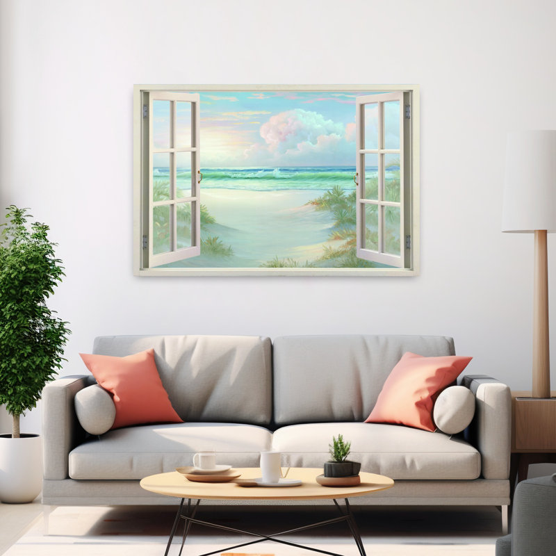 Art contemporain, art mural abstrait pacifique serein et côtier, H 40 po x l 60 po
