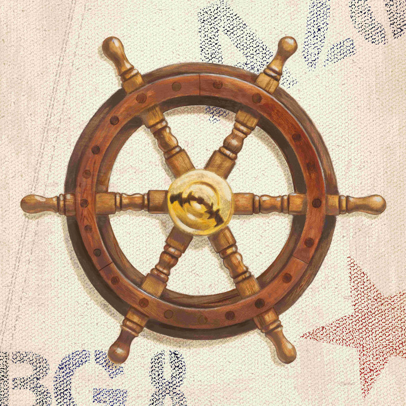 Nautical Wheel par James Wiens - peinture sur toile tendue, H 30 po x l 30 po