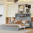 Queen Size Vintage Platform Bed,With Storage Headboard and Charging Station-323374647