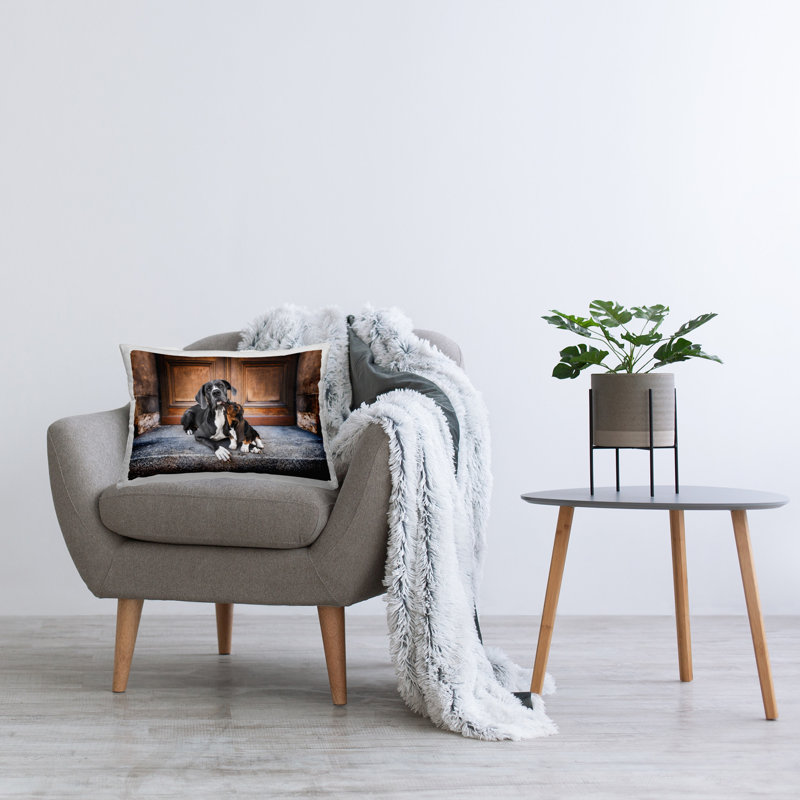 Hound & Puppy in City Decorative Printed Throw Pillow by Natalie Grosse