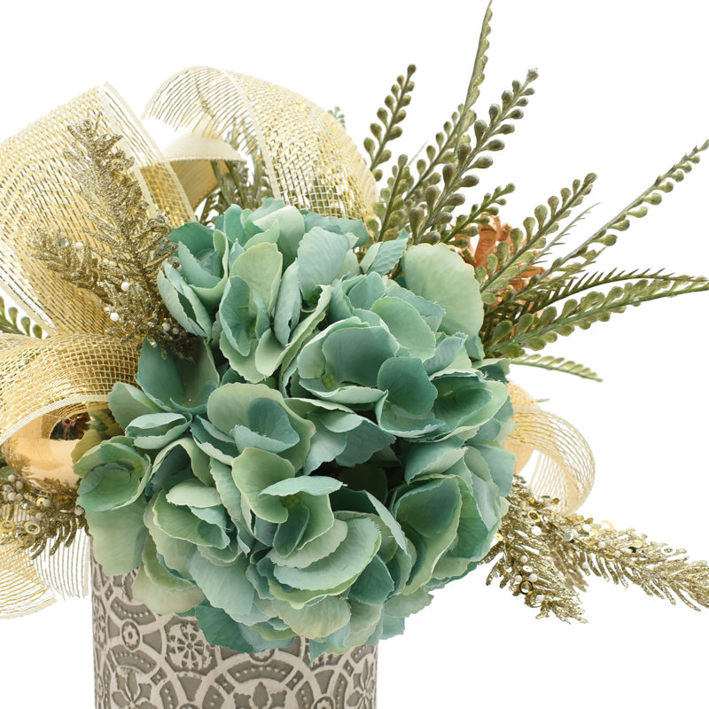 Modern Holiday Hydrangea Arrangement