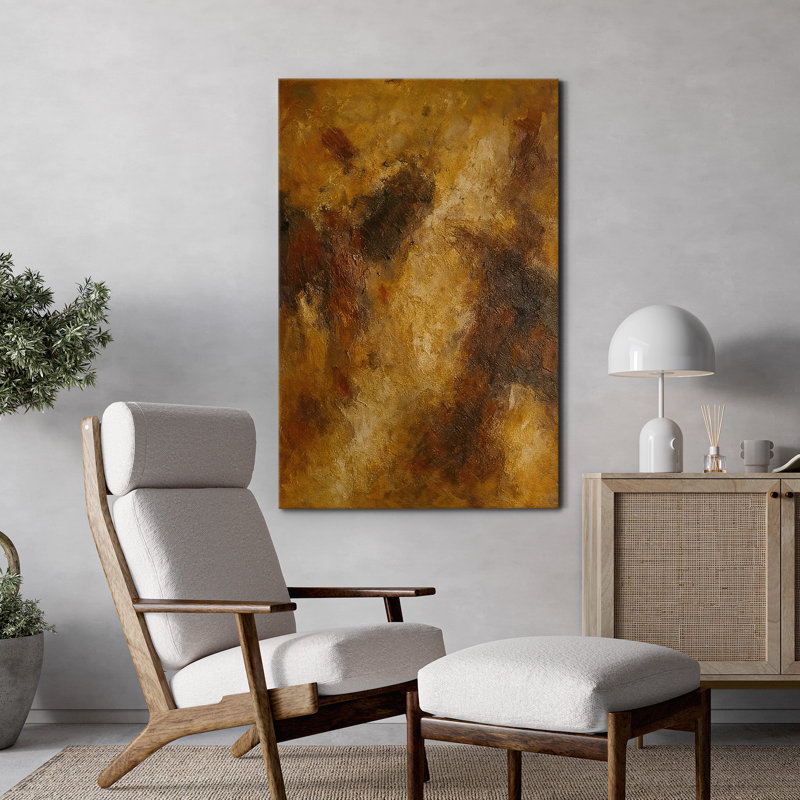 Impression sur toile abstraite neutre sur toile pour décoration de salon, H 36 po x l 24 po, Toile tendue, Sans cadre