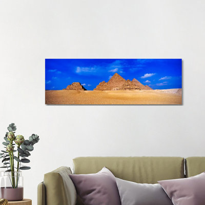 Great Pyramids & Pyramids Of Queens, Giza Pyramid Complex, Giza, Egypt by Panoramic Images - Wrapped Canvas Panoramic Print