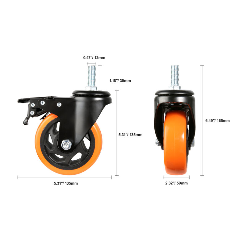 Caster, 6.49" H x 2.32" W x 5.31" D