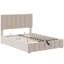 Lit tapissier beige avec rangement hydraulique efficace