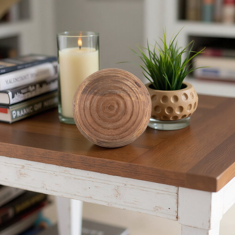 Nena Decorative Wooden Orb, H 6 po x l 6 po x P 6 po