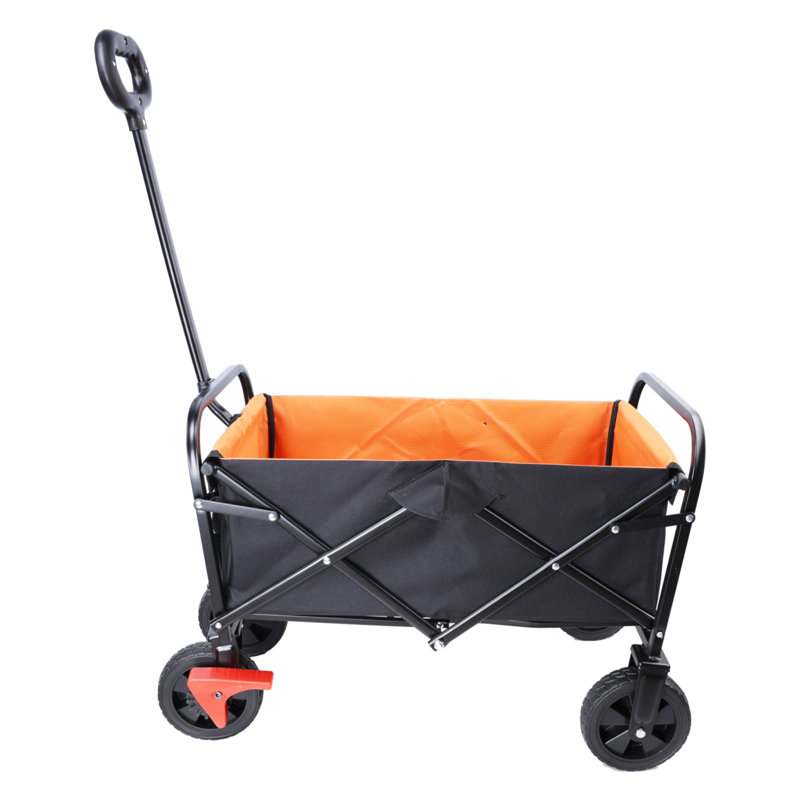 Mini chariot de plage pliable, Noir / Orange