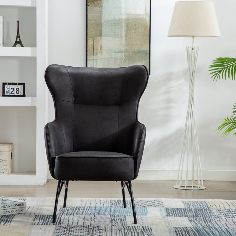 Colm Upholstered Wingback Chair, Black