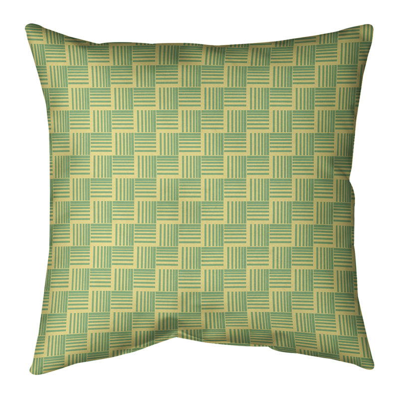 Rayures tressées Coussin décoratif, H 16 po x l 16 po, Bourre en polyester, Petit jaune, vert