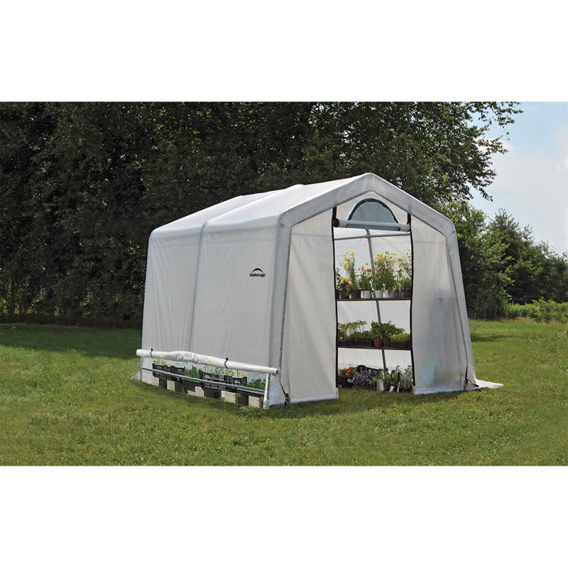 10 ft x 10 ft Gray Steel Frame Peak Greenhouse