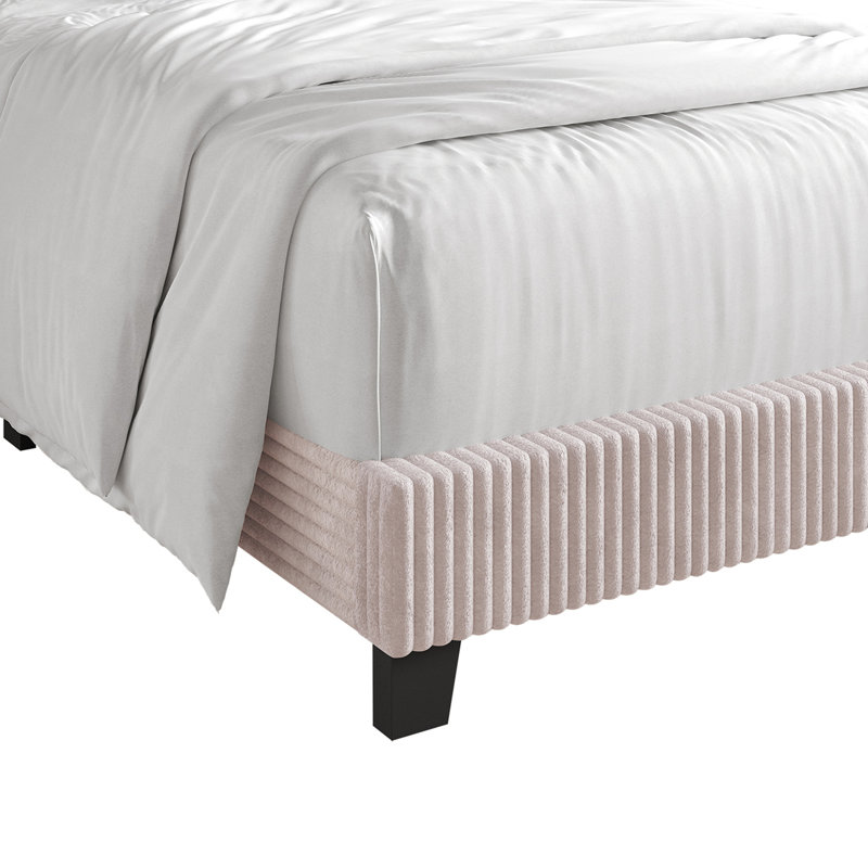 Lit tapissier en velours Pravesh, Simple, Rose clair