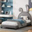 Lit plateforme simple tapissier avec ornement en lapin, gris, lit-845761228