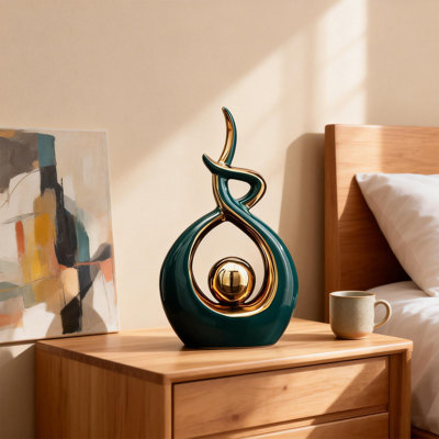 Home Decor Figurine Modern Abstract Art Ceramic Sculpture Tabletop Decoration Suitable For Dining Room, Living Room, Office Centerpiece (Small)