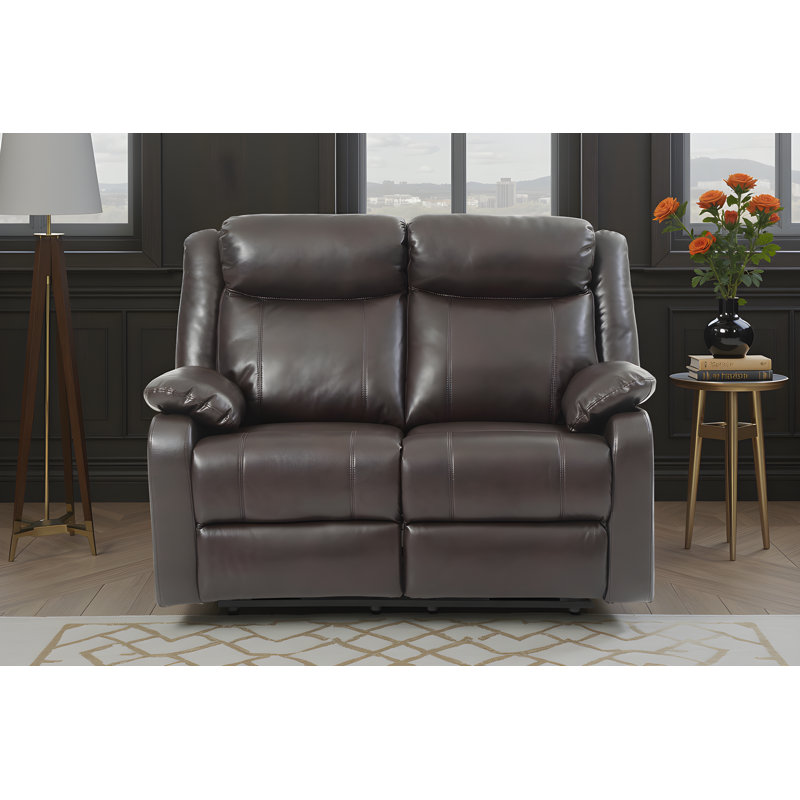 Causeuse inclinable double en similicuir Egmund, Marron foncé