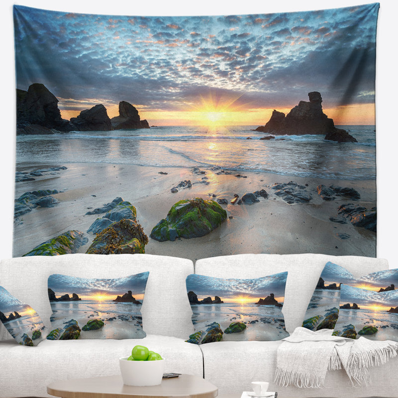 Tapisserie porthcothan bay en shore de mer magnifique avec accessoires suspendus inclus, H 78 po x l 92 po