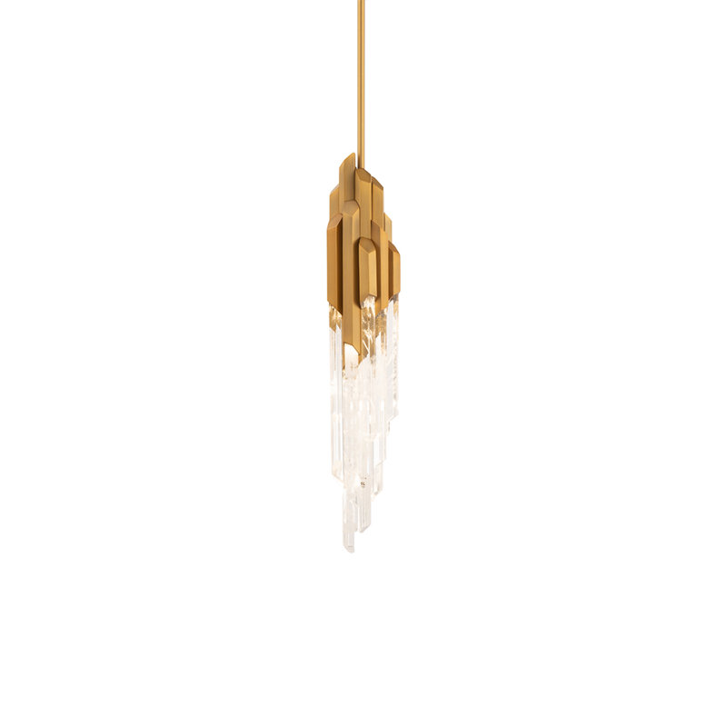 Organza 15 Light Crystal LED Pendant, Aged Brass