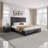 Alti Modern Full Size Bed Frame with Linen Upholstered Headboard,Gray-1789860306-1789860310