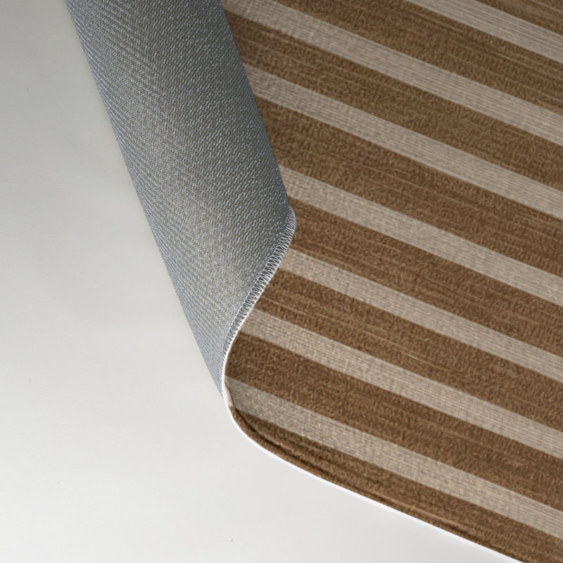 Tapis intérieur / extérieur brun HorizontalStripes, Rectangle 9 pi x 12 pi