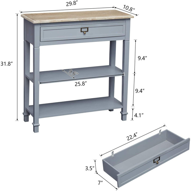 Bodmin 29.1" Console Table, Natural Top/Grey Base