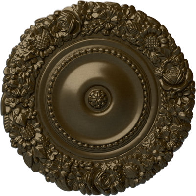 Endurathane Marseille Ceiling Medallion, 21"OD x 2"P (Fits Canopies up to 7 3/8"), Hand-Painted Brass Finish