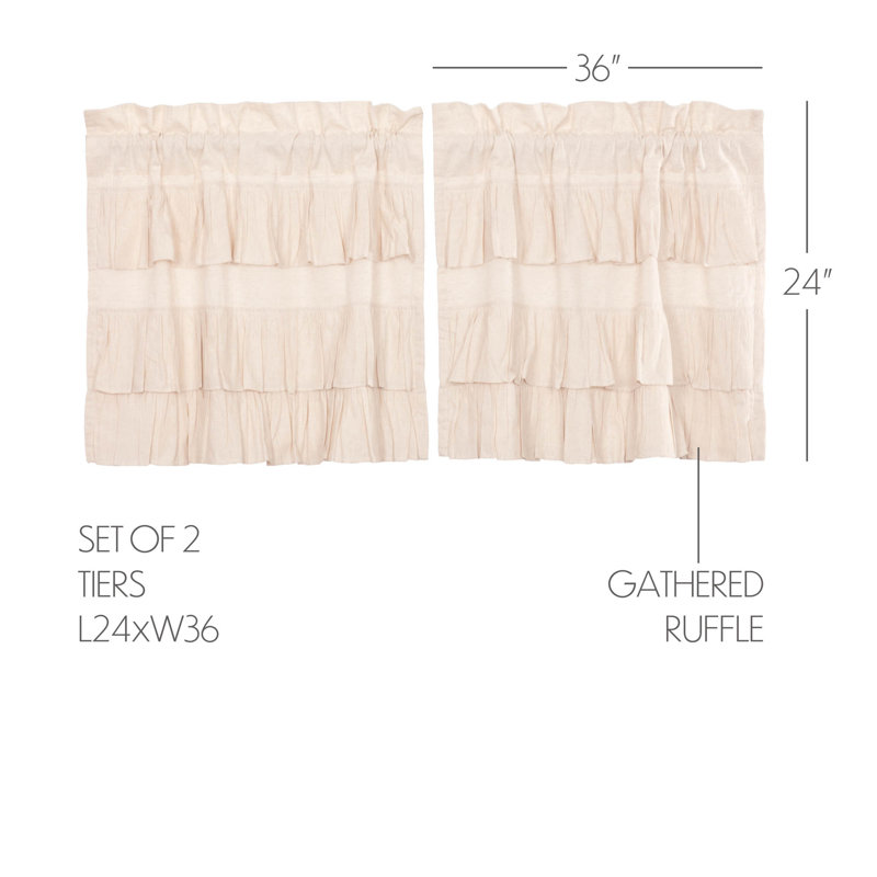 Sickels Ruffled 72'' W Cafe Curtain, Natural Crème, 72" W x 24" L