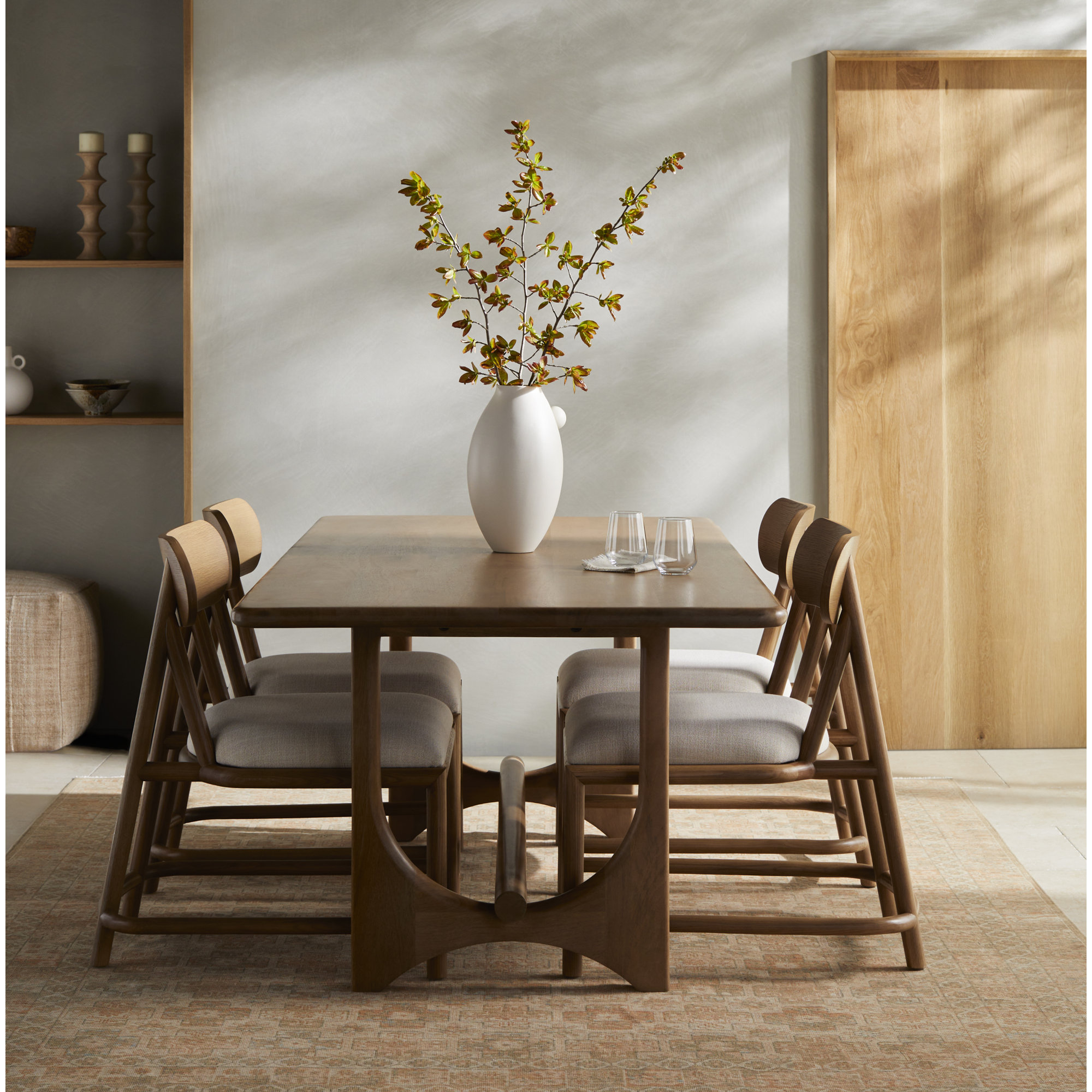 Dawna 78" Solid Wood Trestle Dining Table, Tan