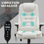 Fauteuil de massage chauffant à vibration pour bureau, bureau en cuir PU blanc avec chauffage lombaire