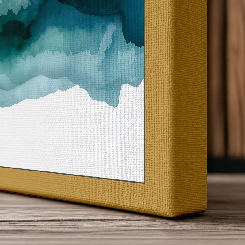 Mountains in Mist Scandinavian - Wrapped Canvas, 30x20 - 76.2 x 50.8 cm, Ochre Border