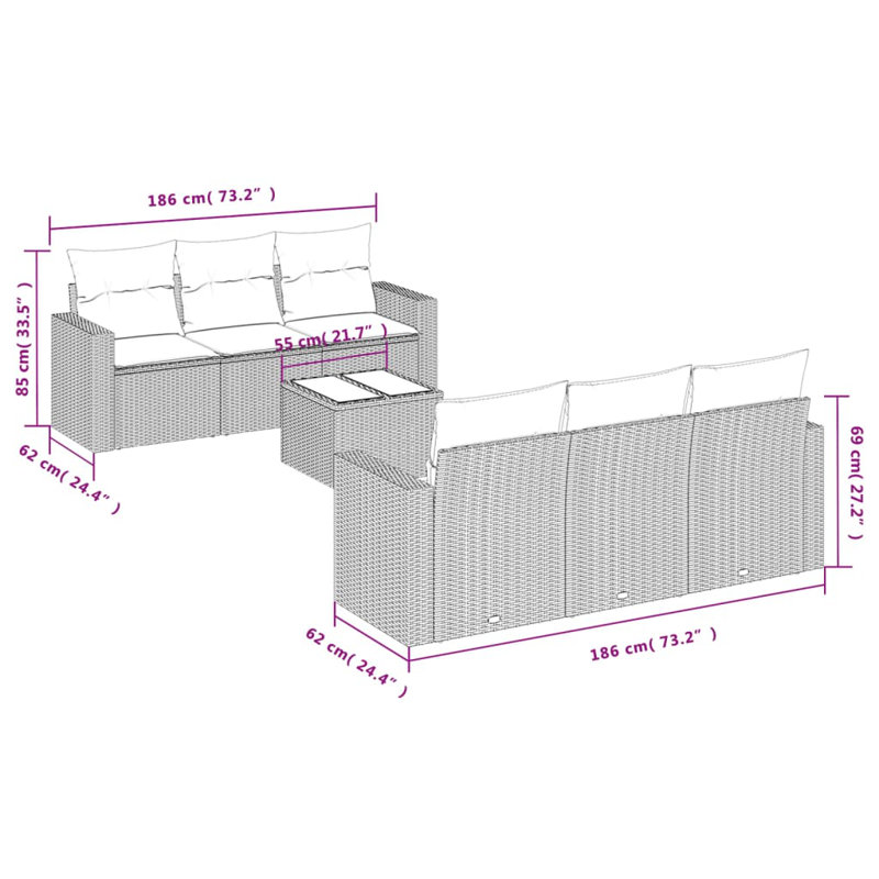 Ensemble de canapé de jardin Vidaxl gris