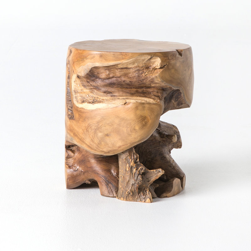 Atrakchi Accent Stool, Teak Stool-Aged Natural
