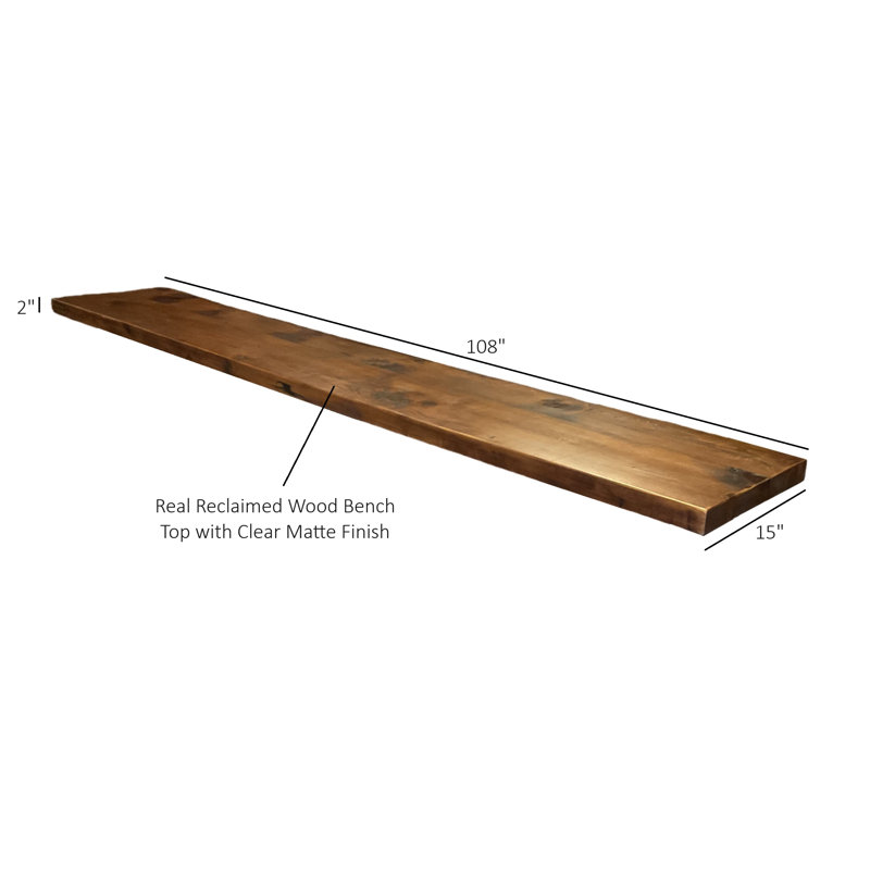 Dessus de banc en bois massif récupéré, H 2 po x l 108 po x P 15 po