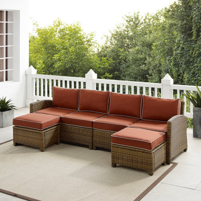 Regina 4 Piece Rattan Sectional Seating Group with Cushions