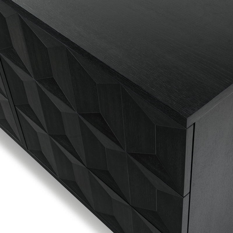 Deziree Wood 6 Drawer Dresser, Black