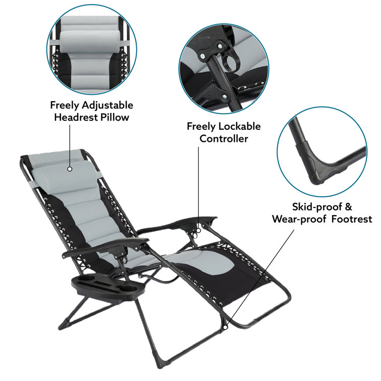 Arlmont & Co. Zero Gravity Folding Lounge Chair with Adjustable Headrest,  Recliners Support 300lbs & Reviews