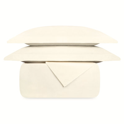 Delara GOTS Certified 100% Organic Cotton Percale Duvet Cover Set - 400 Thread Count, Smooth & Breathable