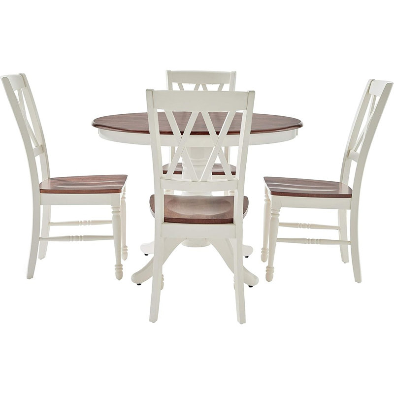 Ensemble de table de salle à manger traditionnelle pour 4 personnes Shelby Furniture, blanc vieilli