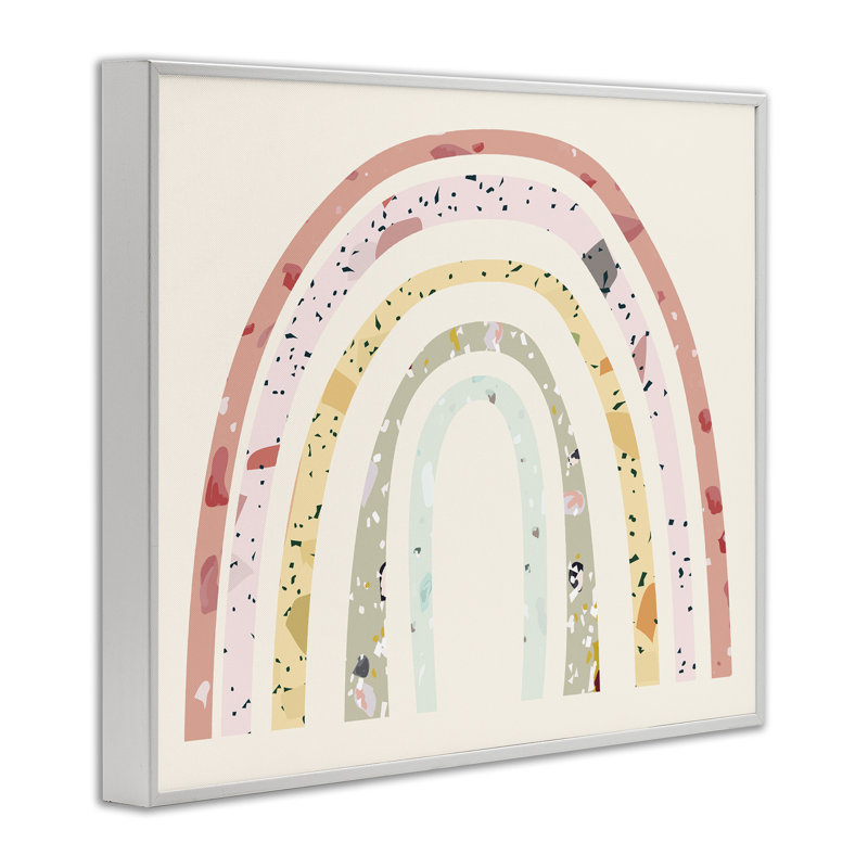 Motif abstrait pour enfants, arc-en-ciel sur art, H 24 po x l 30 po, Giclée encadrée blanc bord de mer