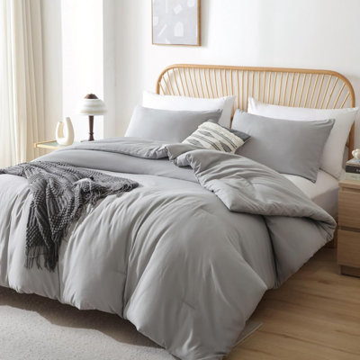Oversized King Comforter Grey, 3Pcs (1 Boho Comforter & 2 Pillowcases) Lightweight Oversized King Size Comforter Sets Bedding Blanket