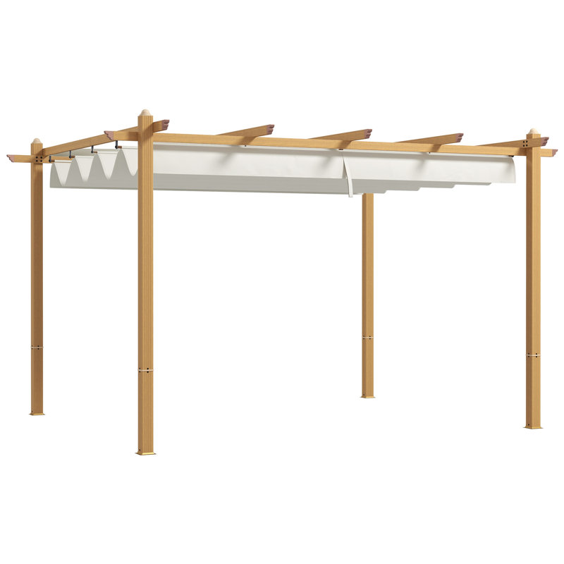 Pergola en métal 10 pi avec toile, Blanc crème, 10 pi x 12 po