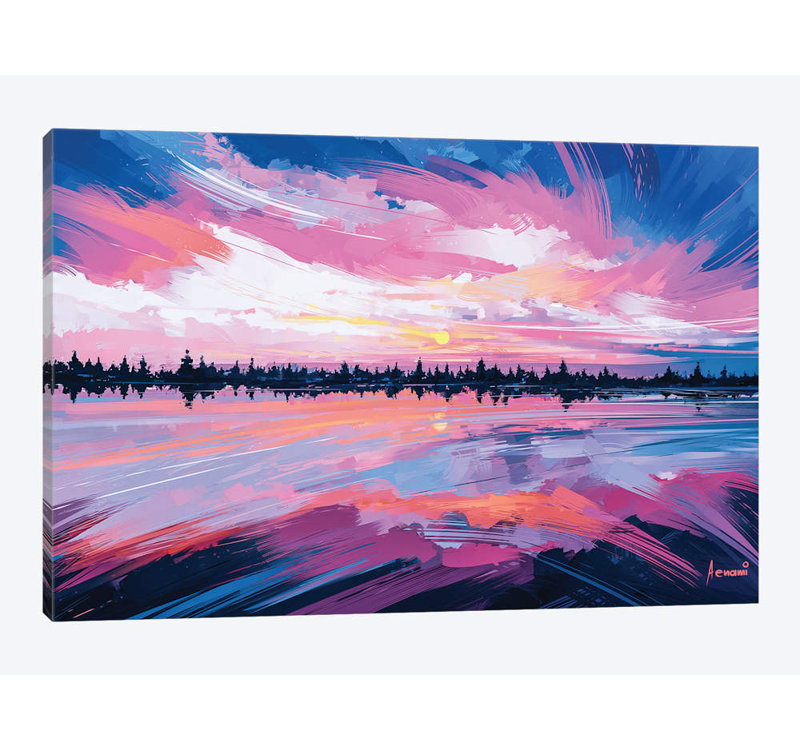 « sky mirror », reproduction d’impression sur toile tendue, H 26 po x l 40 po x P 1,5 po, Toile tendue, Pas de tapis