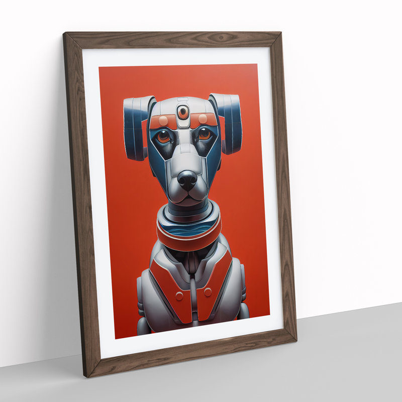Robo Dog - Single Picture Frame Print, 64cm H x 46cm W x 2cm D, Walnut Framed