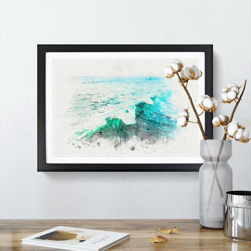 La Jolla in San Diego in Abstract - Picture Frame Graphic Art Print, Black, 60cm H x 91cm W x 2cm D