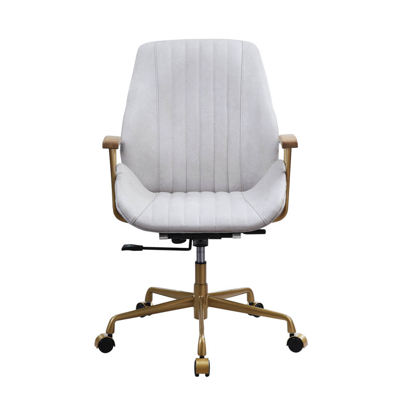 Chaise de bureau en cuir véritable, Rétro