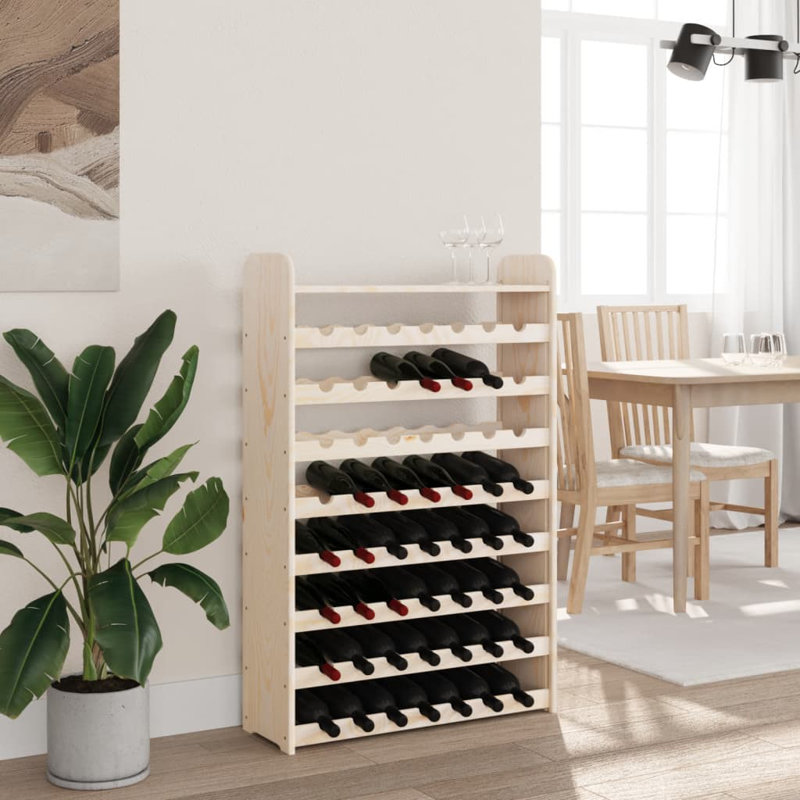 Solid Wood Floor Wine Bottle Rack Brown