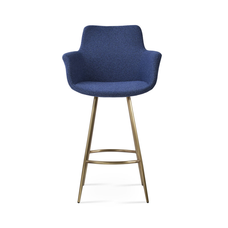 Tabouret de bar et de comptoir Bottega Galata, Tabouret de comptoir (siège d'une hauteur de 24 p, Laiton, Noir