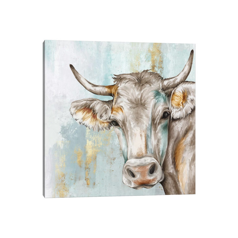 «Headancher Cow» - reproduction d'art, Toile tendue, H 18 po x l 18 po x 1,5 po