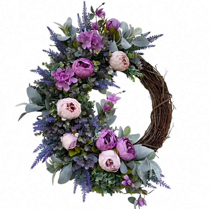 Couronne de pivoines artificielles 20 po